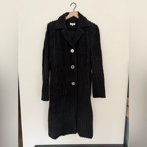 Isa Arfen Black Corduroy Coat with Button Details